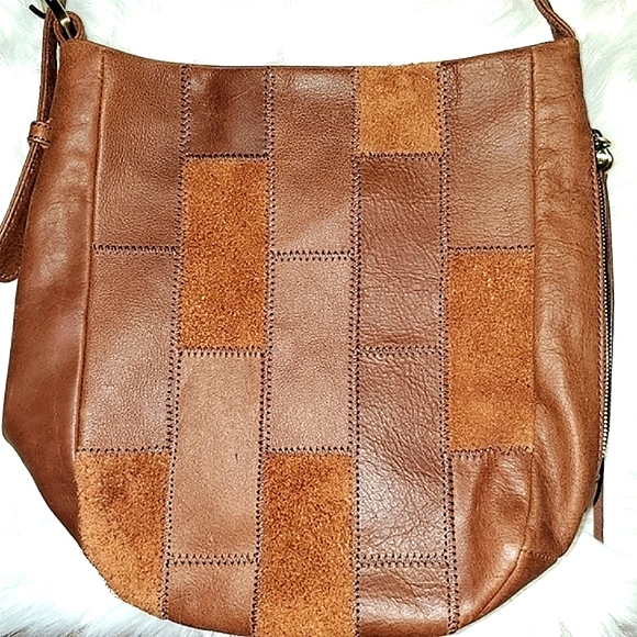 NWT HOBO 'Kharma' Chestnut Mixed Leathers Shoulder Bag - Picture 2 of 8
